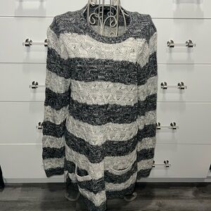 Jeanne Pierre cotton striped sweater,, size L